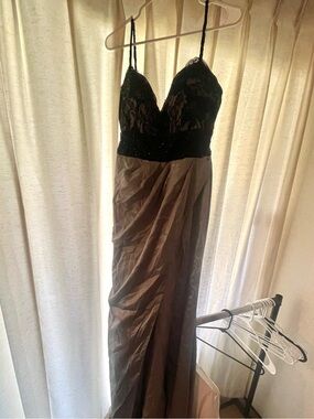 Maggie Sottero Black Lace Bodice Brown Maxi Gown